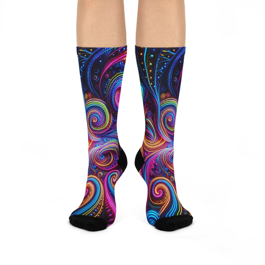Vibrant Infinity Chaos. Trippy Cushioned Crew Socks