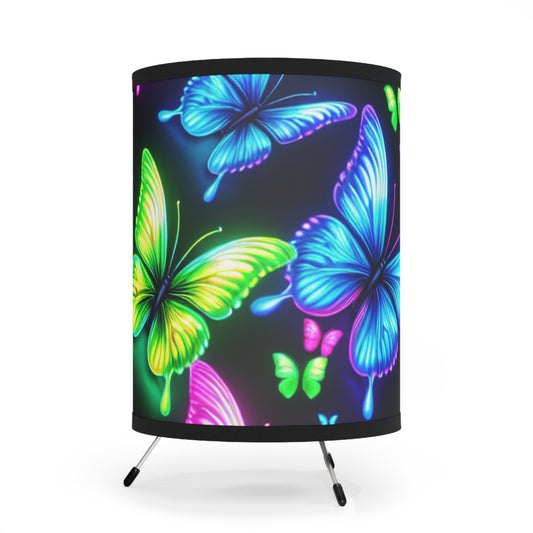 "Neon Swarm" - NEON Butterflies Art Tripod Lamp