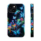 "Neon Dreamscape" Neon Butterflies and Mushrooms Premium Art Magsafe Magnet Tough IPhone 13 14 15 Pro Plus Max and Mini in Matte and Glossy Phone cases