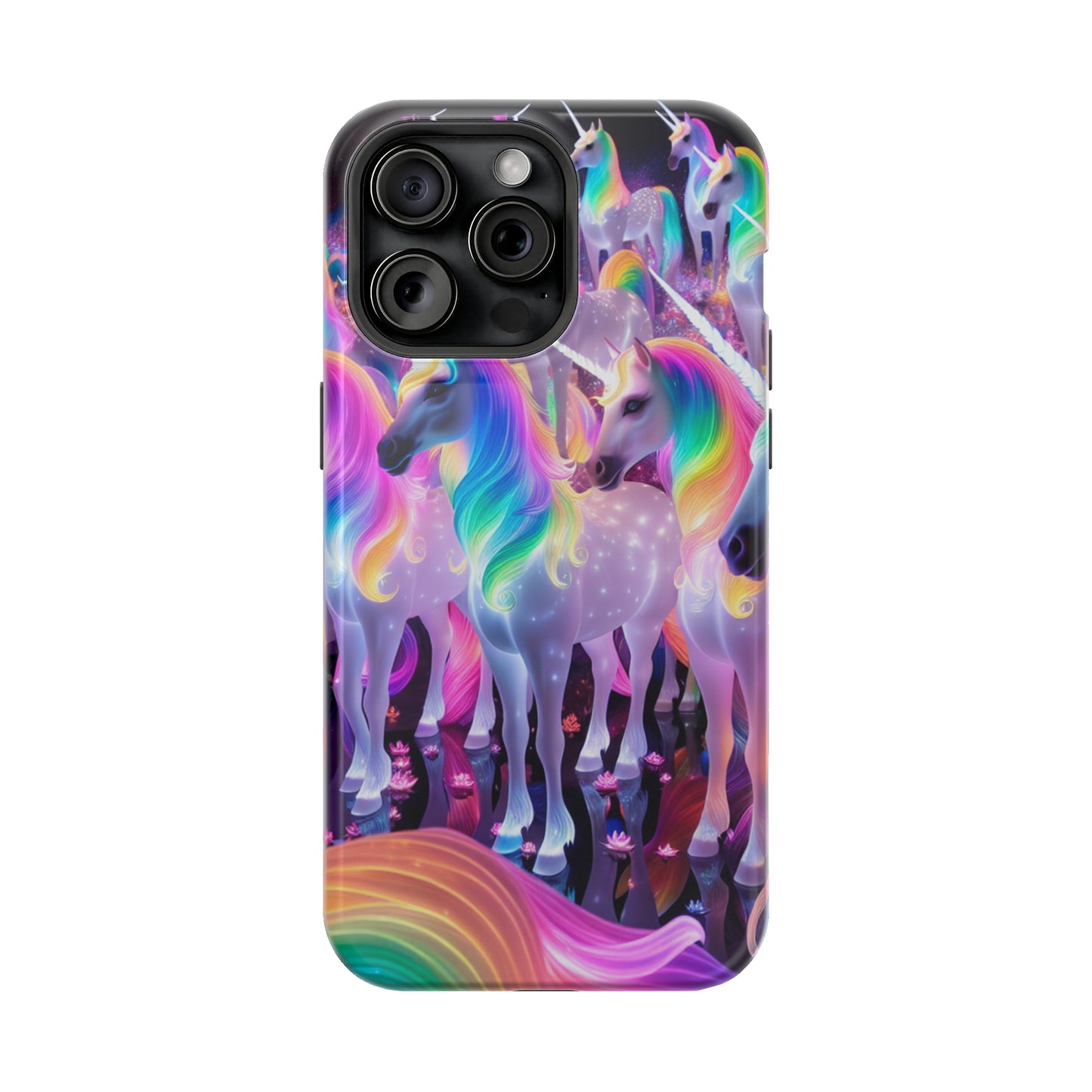 Neon Wonderland Unicorns Neon Unicorns Premium Art Magsafe Magnet Tough IPhone 13 14 15 Pro Plus Max and Mini in Matte and Glossy Phone cases