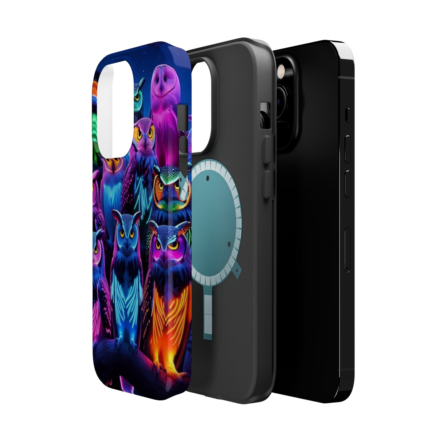Neon Nocturne Owls. Neon Owls Premium Art Magsafe Magnet Tough IPhone 13 14 15 Pro Plus Max and Mini in Matte and Glossy Phone cases