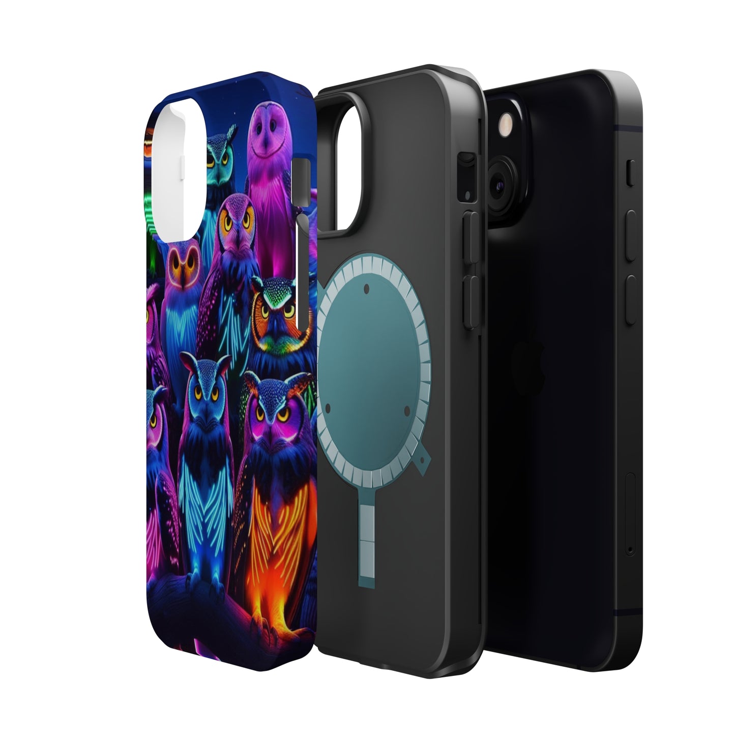 Neon Nocturne Owls. Neon Owls Premium Art Magsafe Magnet Tough IPhone 13 14 15 Pro Plus Max and Mini in Matte and Glossy Phone cases
