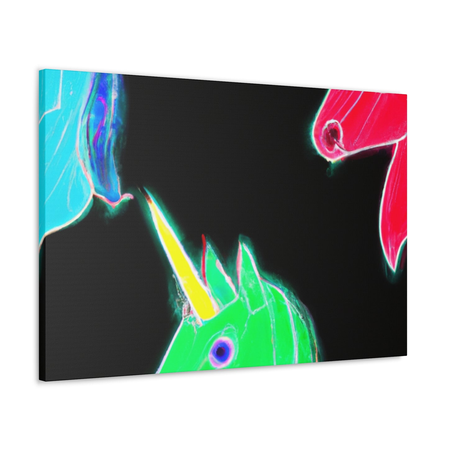 "Neon Rainbow Unicorn Cluster" NEON Unicorns Art Canvas