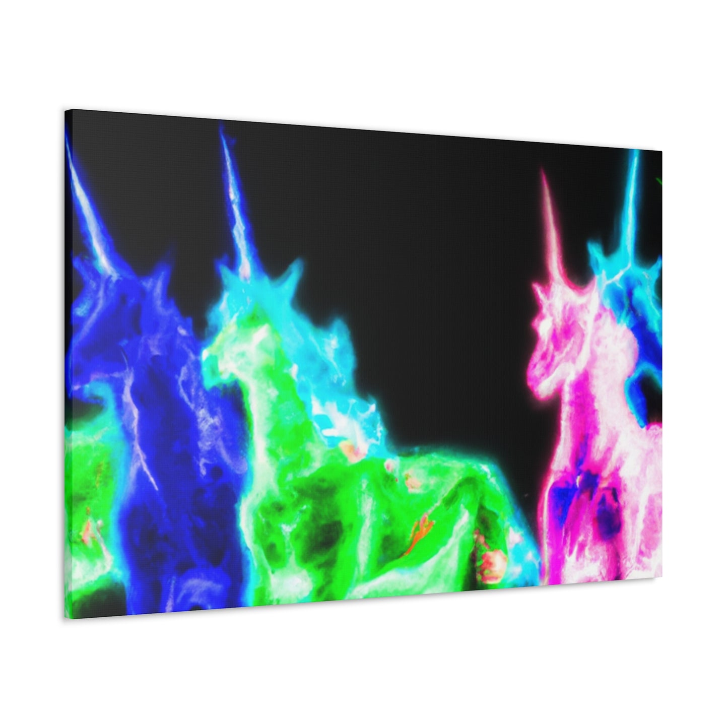 Enchanted Neon Dreamscape NEON Unicorns Art Canvas
