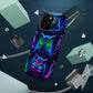"Neon Nocturne" Neon Owls Premium Art Magsafe Magnet Tough IPhone 13 14 15 Pro Plus Max and Mini in Matte and Glossy Phone cases