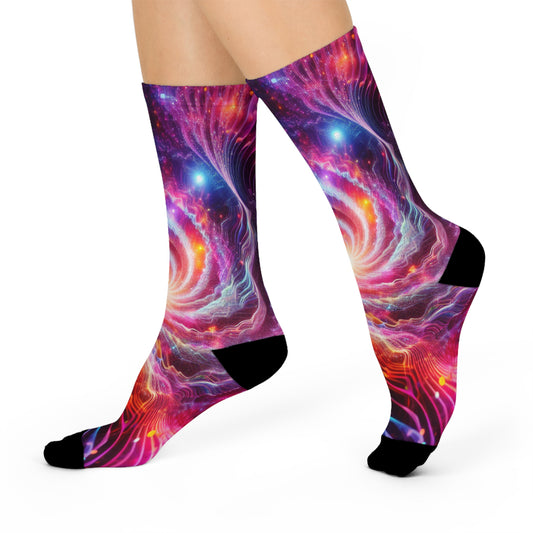 'Urban Neon Reflection' Trippy Cushioned Crew Socks