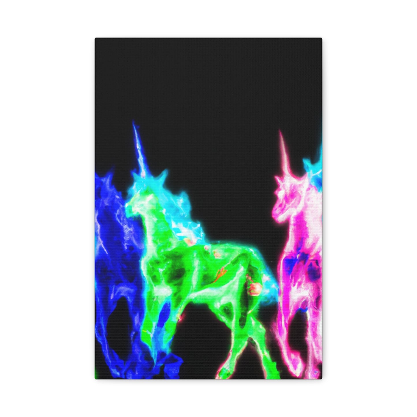 Enchanted Neon Dreamscape NEON Unicorns Art Canvas
