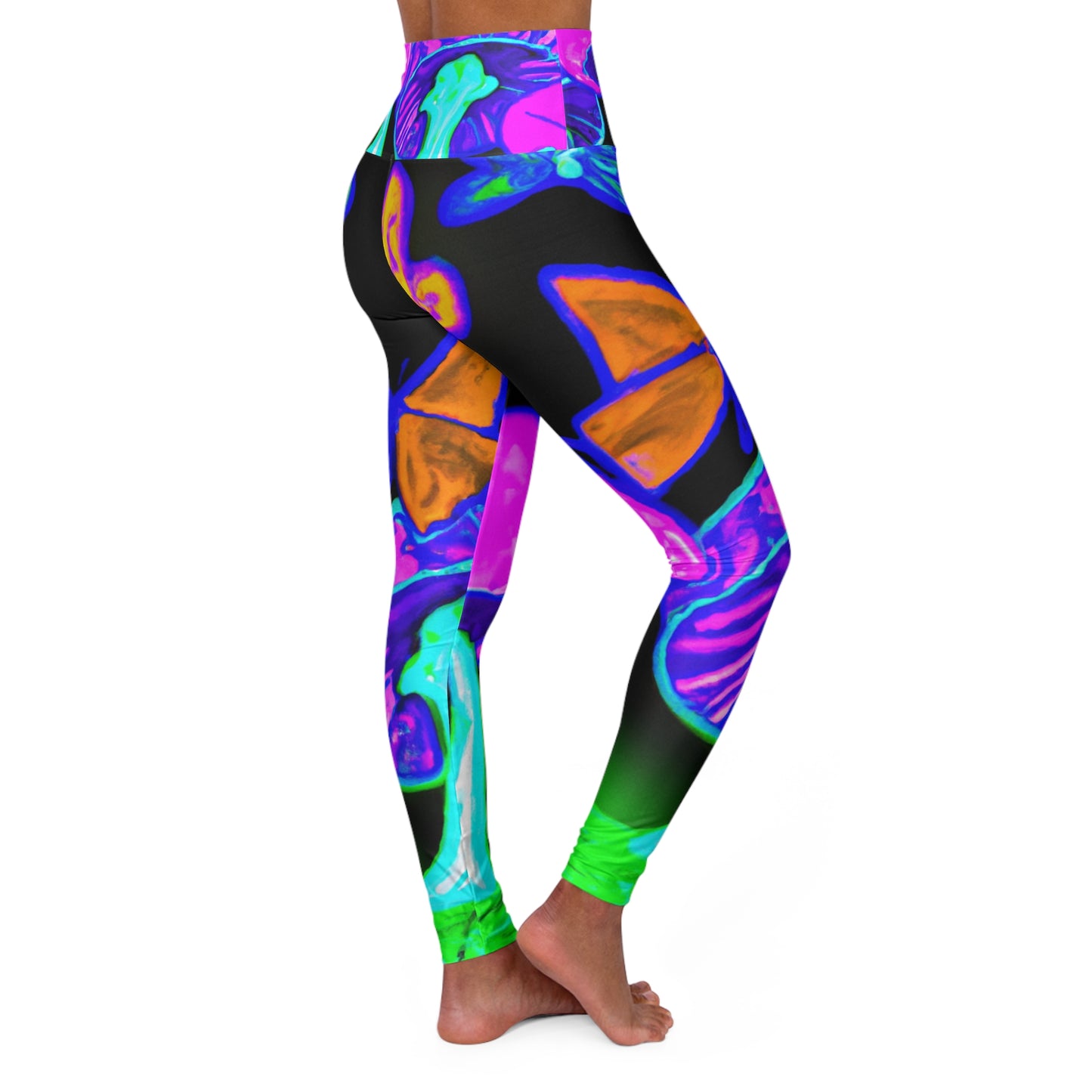 "Neon Butterfly Dreamscape" - Mushrooms & Butterflies Leggings