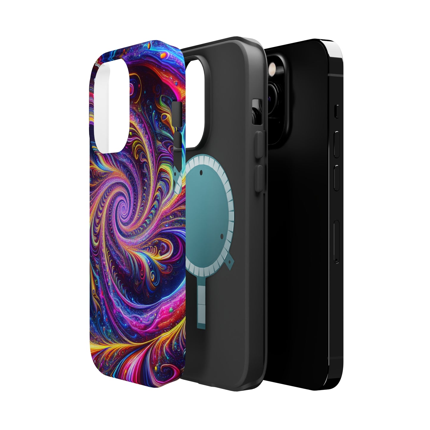 Vivid Psychedelic Cosmic Euphoria. Neon Trippy Infinity Patterns Premium Art Magsafe Magnet Tough IPhone 13 14 15 Pro Plus Max and Mini in Matte and Glossy Phone cases