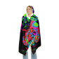"Owls After Dark" - NEON Owls Art Hooded Snuggle Blanket