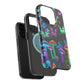 "Neon Burst Wonderland". Neon Butterflies and Mushrooms Premium Art Magsafe Magnet Tough IPhone 13 14 15 Pro Plus Max and Mini in Matte and Glossy Phone cases