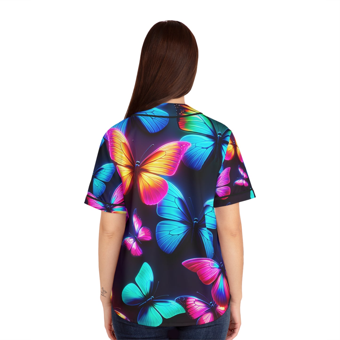 "Electric Fantasia" Neon Butterflies Womans Jersey