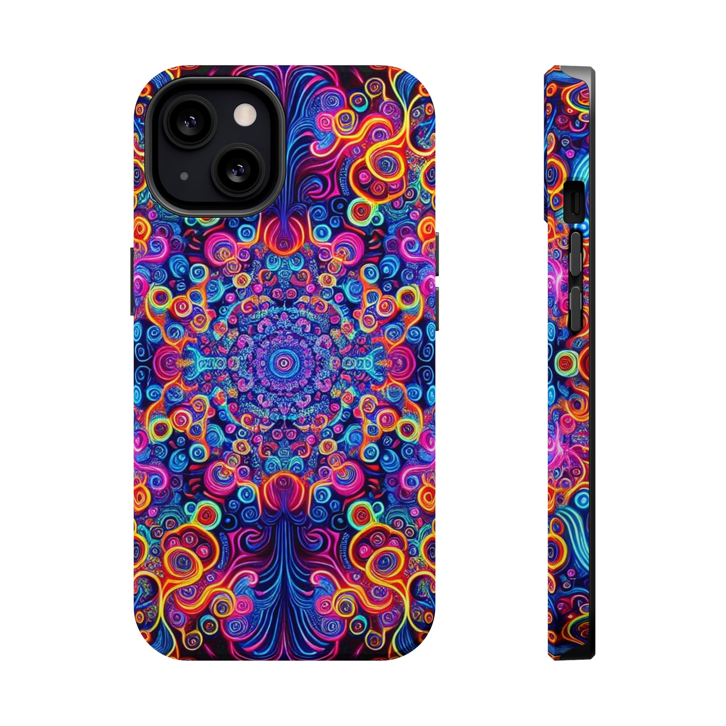 Vibrant Infinity Aurora. Neon Trippy Infinity Patterns Premium Art Magsafe Magnet Tough IPhone 13 14 15 Pro Plus Max and Mini in Matte and Glossy Phone cases