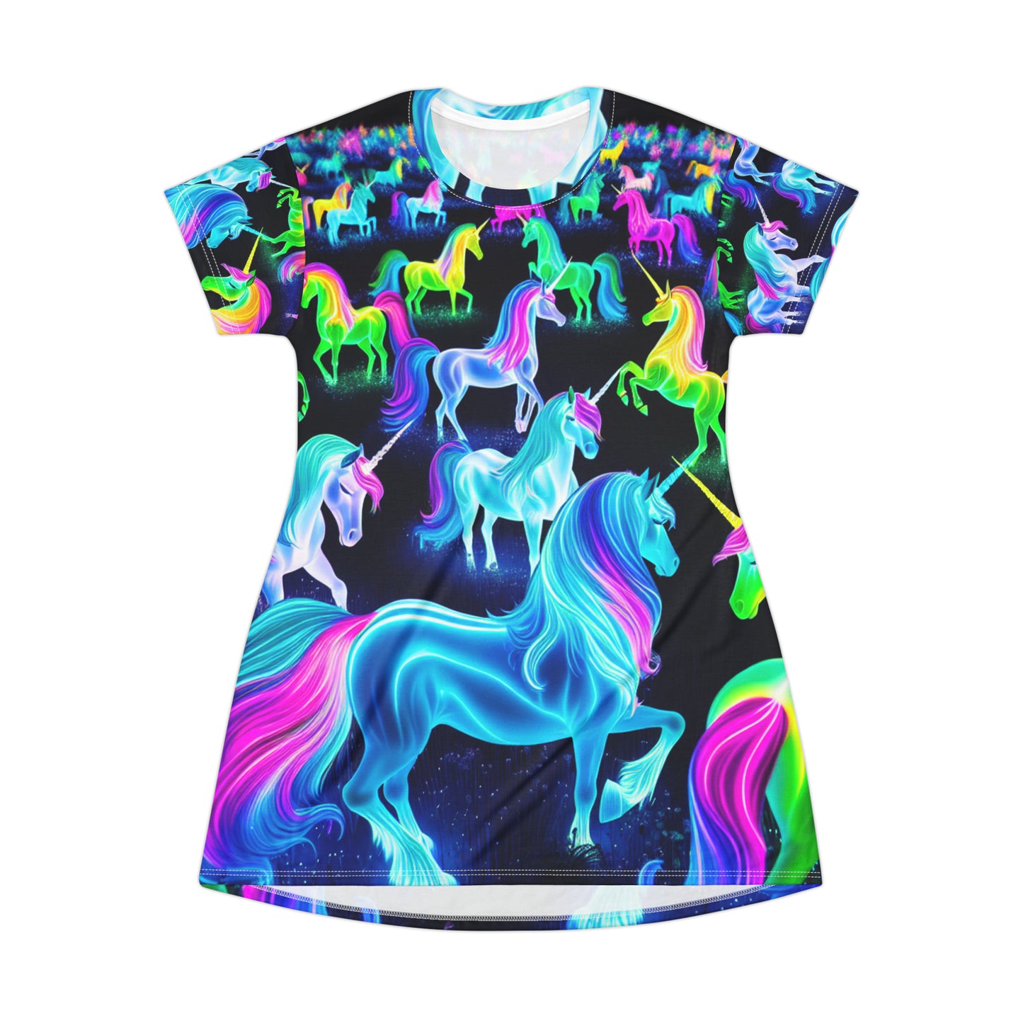 Neon Unicorn Fable. Neon Unicorns Womans T Shirt Dress