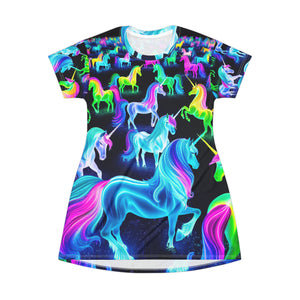 Neon Unicorn Fable. Neon Unicorns Womans T Shirt Dress