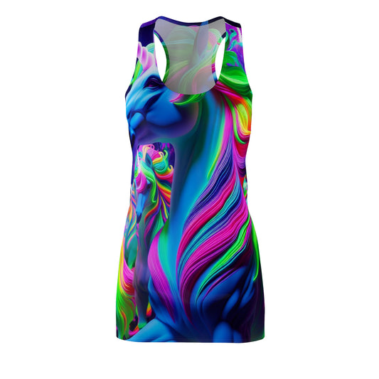 "Enchanting Neon Dreams" Neon Unicorns Racerback Dress