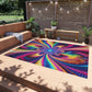 Cosmic Rainbow Infinity Spirograph. Infinity Patterns Outdoor Rug