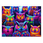 Neon Owls Gathering. - Neon Owls Puzzle 30, 110, 252, and 1000 Pieces