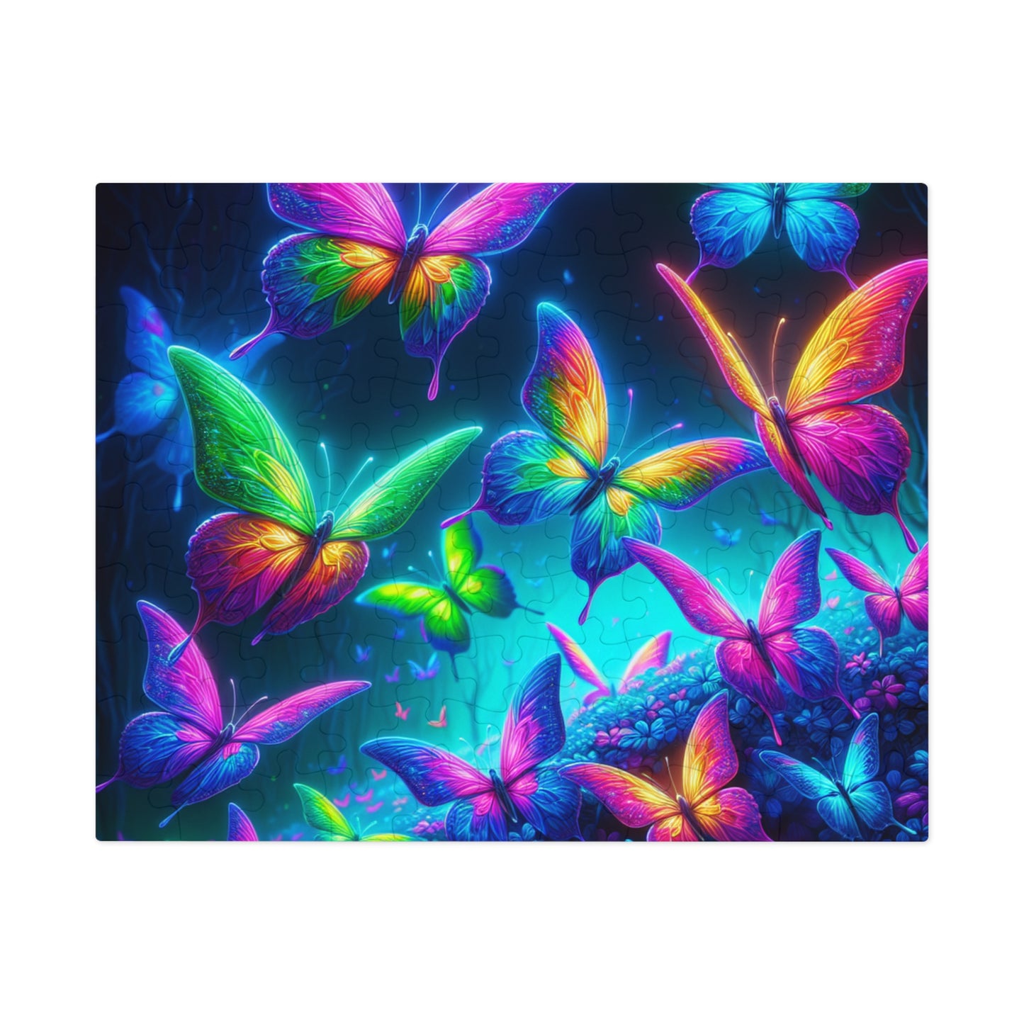 Neon Flutter. - Neon Butterflies Puzzle30, 110, 252, and 1000 Pieces