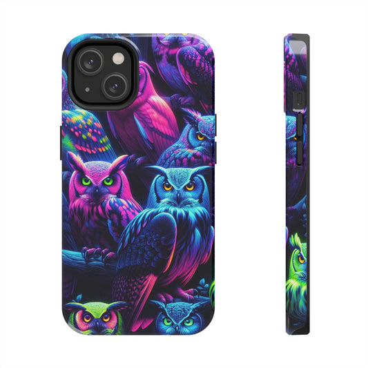 "Vivid Neon Nocturnal Symphony" NEON Owls Tough Phone Case