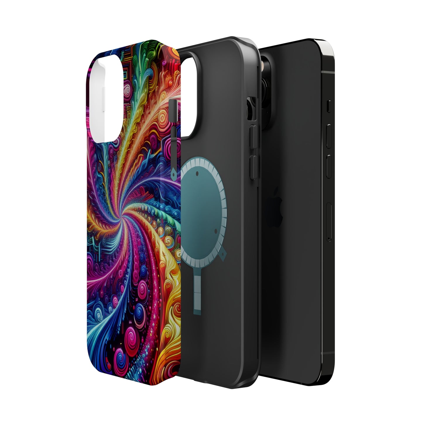 Infinite Neon Ravelry. Neon Trippy Infinity Patterns Premium Art Magsafe Magnet Tough IPhone 13 14 15 Pro Plus Max and Mini in Matte and Glossy Phone cases