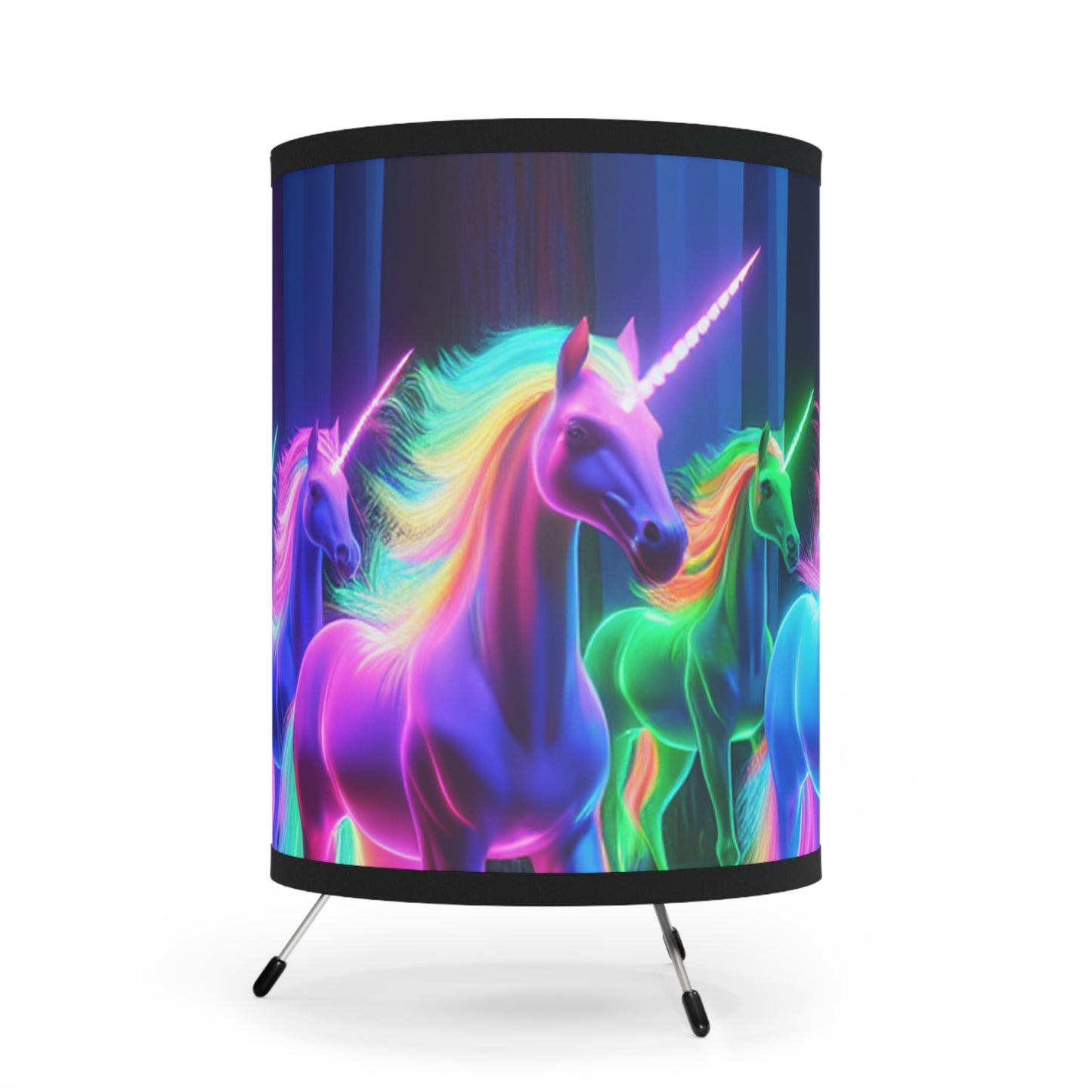 "Neon Wonderland" - NEON Unicorns Art Tripod Lamp