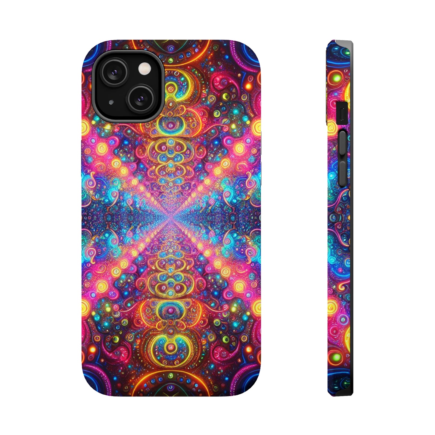Neon Infinity Oasis Neon Trippy Infinity Patterns Premium Art Magsafe Magnet Tough IPhone 13 14 15 Pro Plus Max and Mini in Matte and Glossy Phone cases