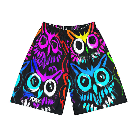 TDB Psychedelic  Owl Sports Shorts - Vibrant Athletic Wear for Active Lifestyle