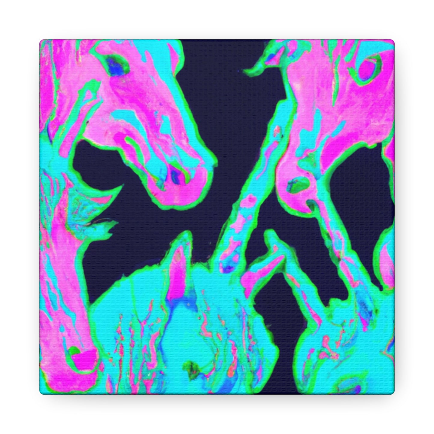Neon Rainbow Herd NEON Unicorns Art Canvas