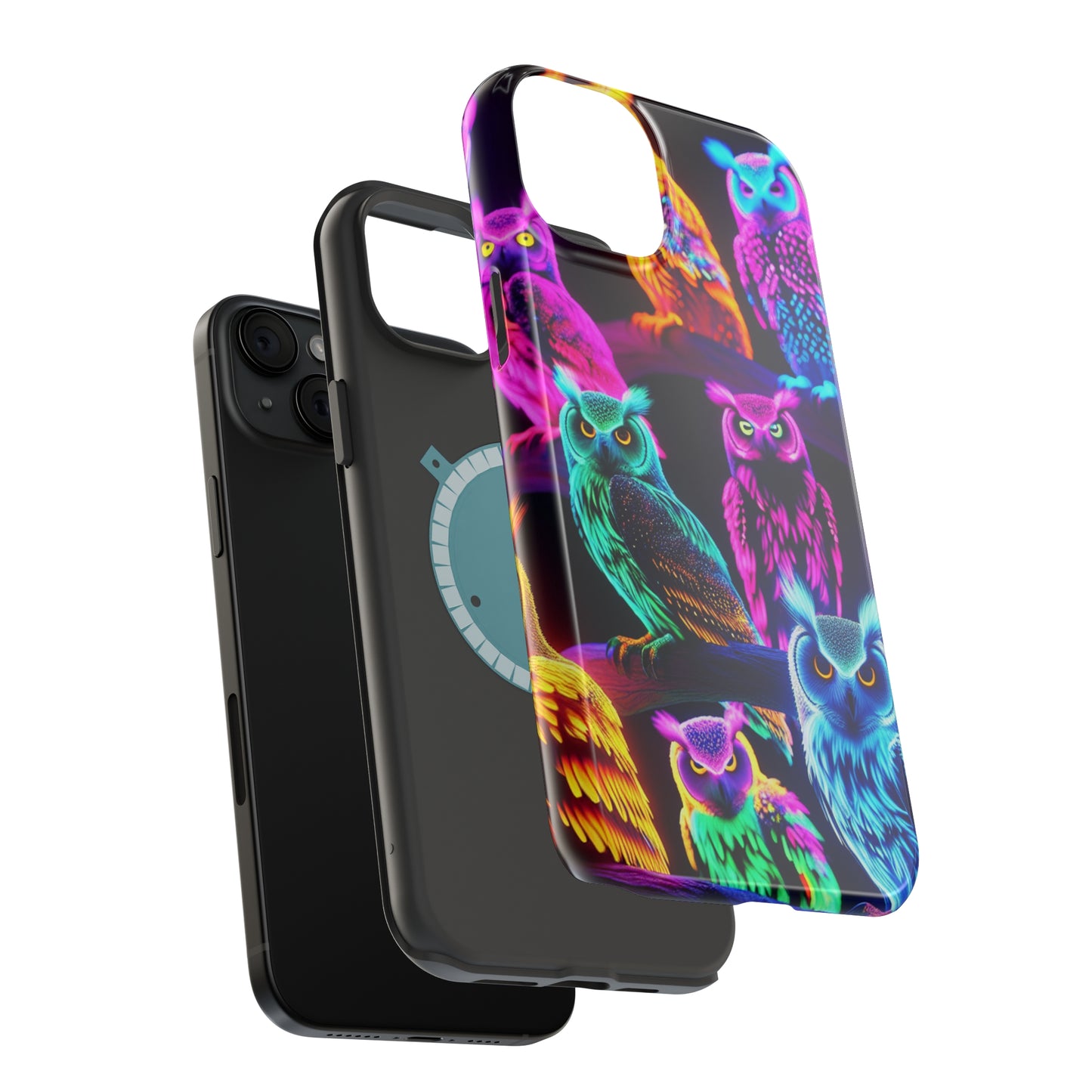 Neon Night Owls. Neon Owls Premium Art Magsafe Magnet Tough IPhone 13 14 15 Pro Plus Max and Mini in Matte and Glossy Phone cases