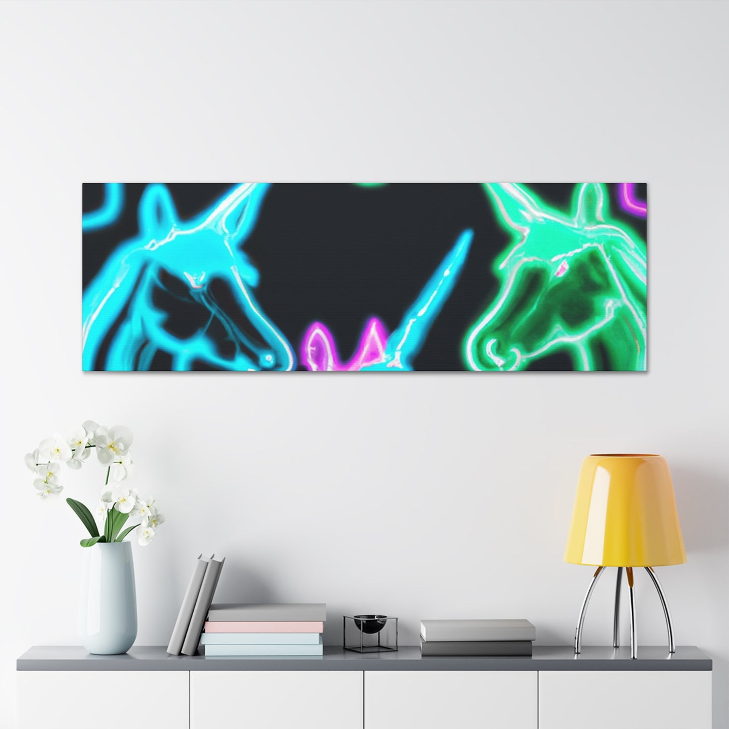 Neon Unicorn Magic. NEON Unicorns Art Canvas