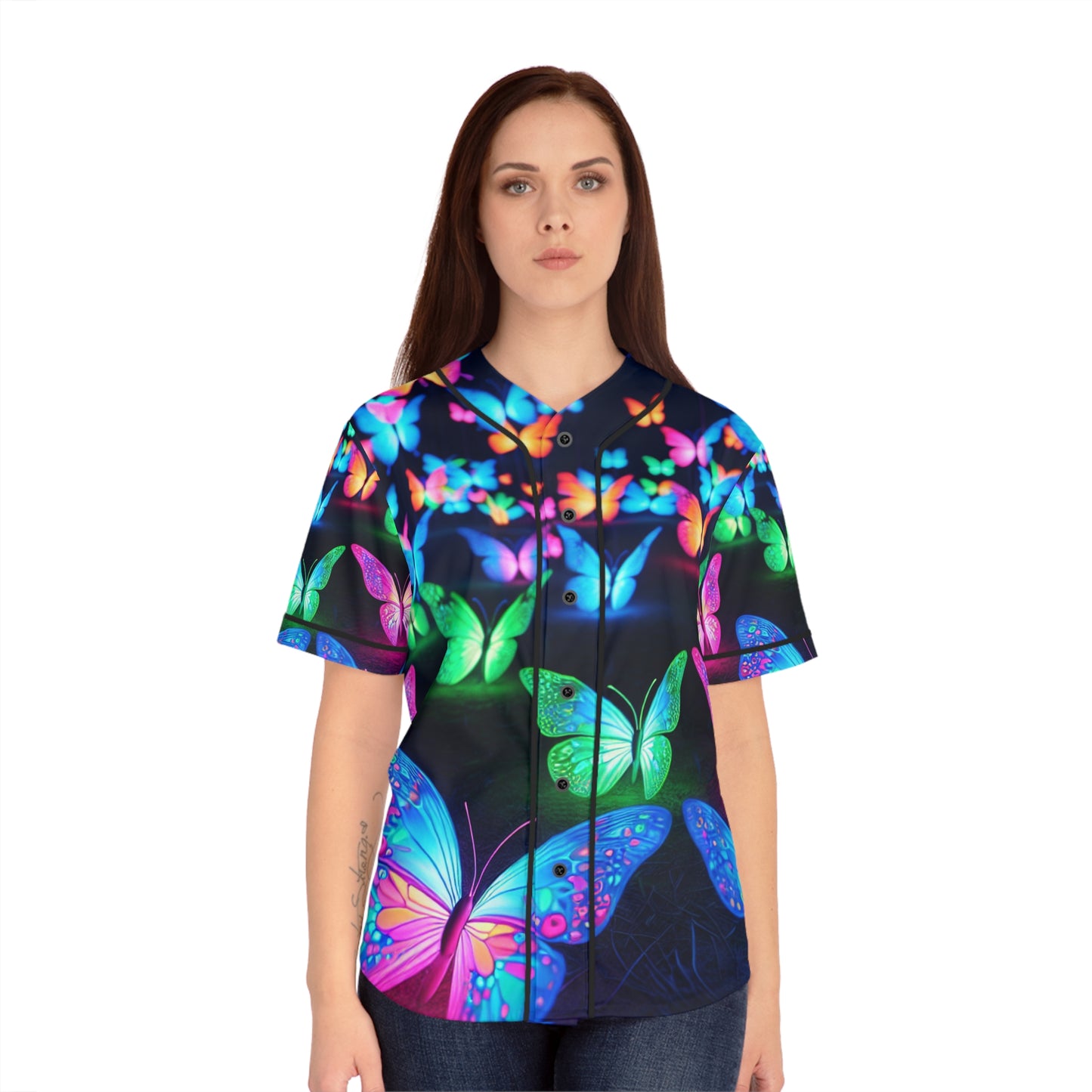 "Electric Flutter" Neon Butterflies Womans Jersey
