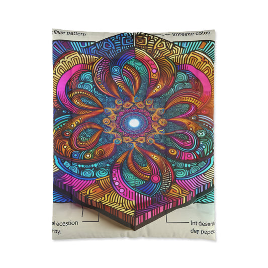 Vibrant Neon Aquascape Infinity Trippy Infinity Patterns Comforter Blanket