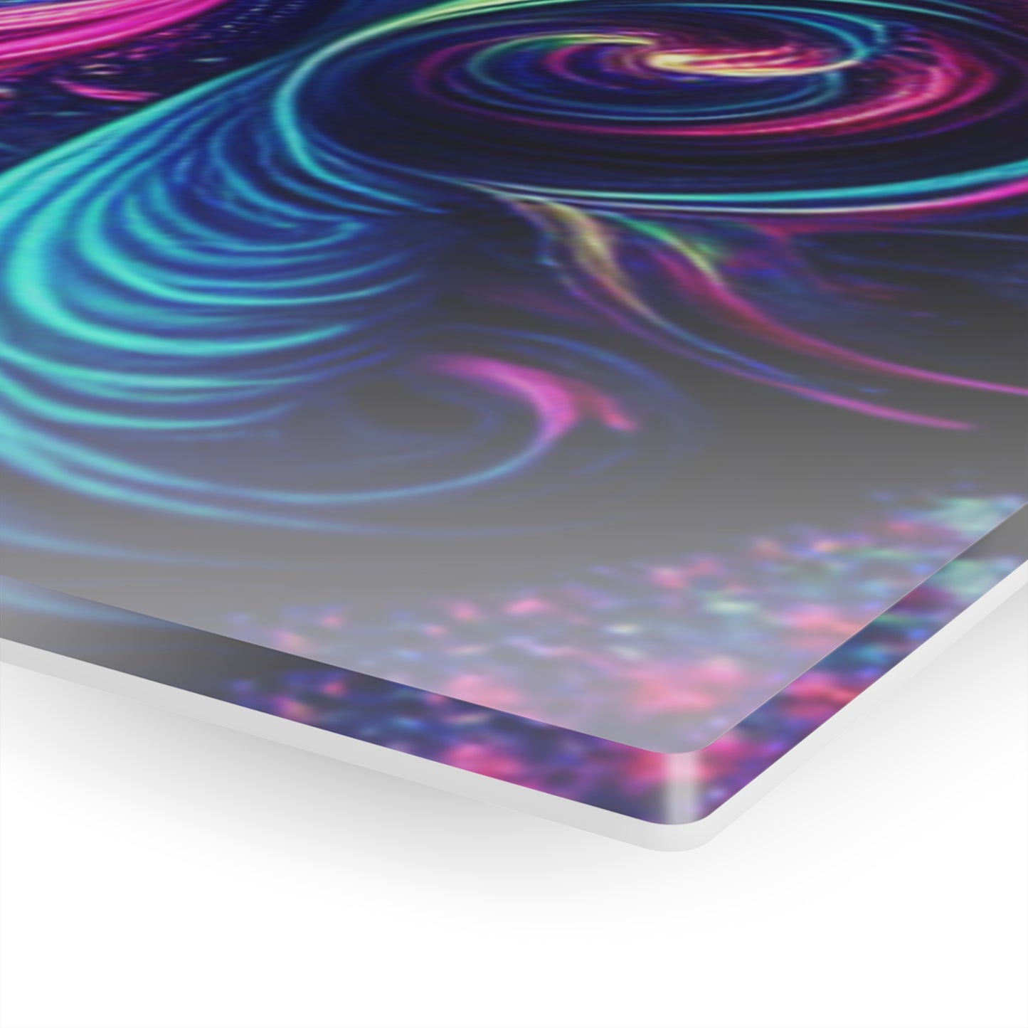 Vibrant Neon Infinity Fractalization. Trippy infity Pattern 1/4" Glossy Acrylic Art