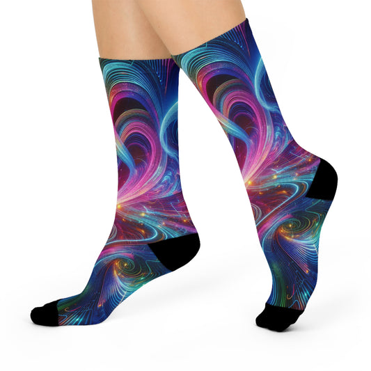 Interdimensional Prismatic Illuminance. Trippy Cushioned Crew Socks