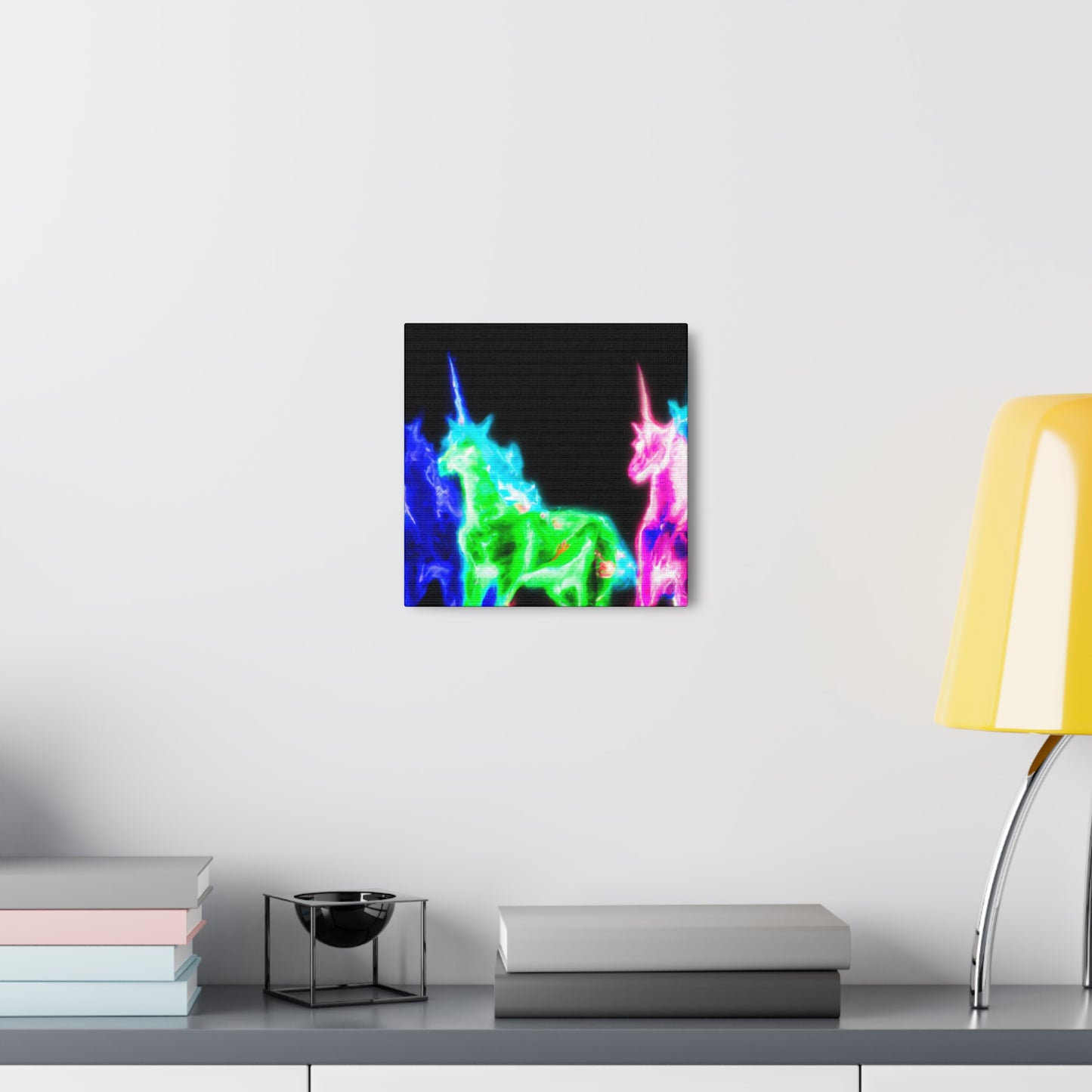 Enchanted Neon Dreamscape NEON Unicorns Art Canvas