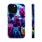 "Neon Splash of Owls" Neon Owls Premium Art Magsafe Magnet Tough IPhone 13 14 15 Pro Plus Max and Mini in Matte and Glossy Phone cases