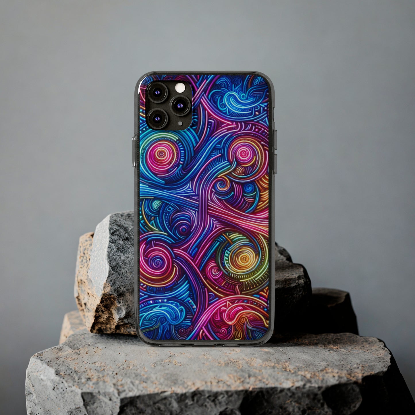 Vibrant Trippy Neon Infinity Ripples. Infinity Patterns Art Polycarbonate Phone Case Samsung Galaxy s21 s22 Google Pixel 6 Iphone 11 12 13 14 Pro Max Mini Plus