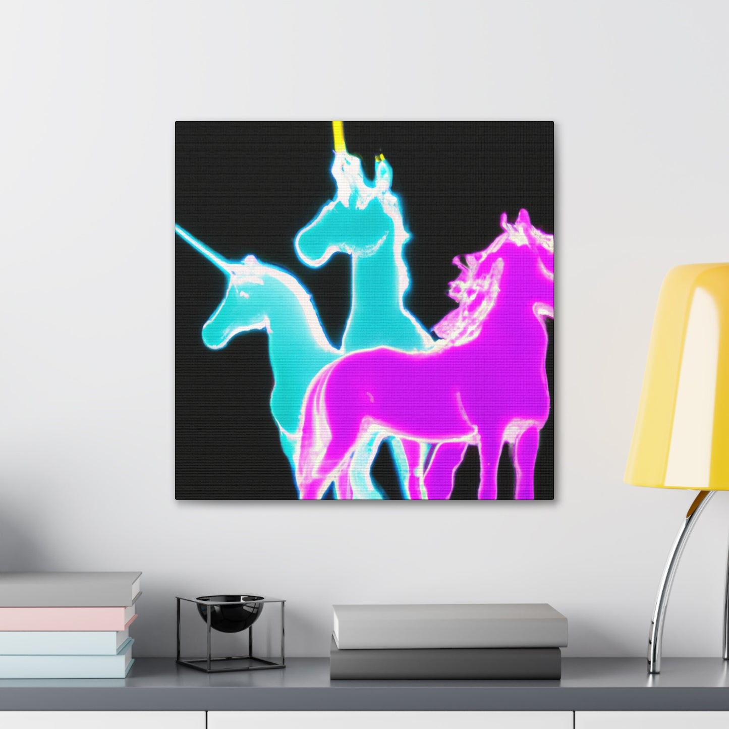 "Neonicorn Symphony" NEON Unicorns Art Canvas