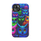 Neon Owlish Delight. Neon Owls Premium Art Magsafe Magnet Tough IPhone 13 14 15 Pro Plus Max and Mini in Matte and Glossy Phone cases