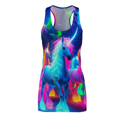 Neon Splendor Unicorn Cluster. Neon Unicorns Racerback Dress