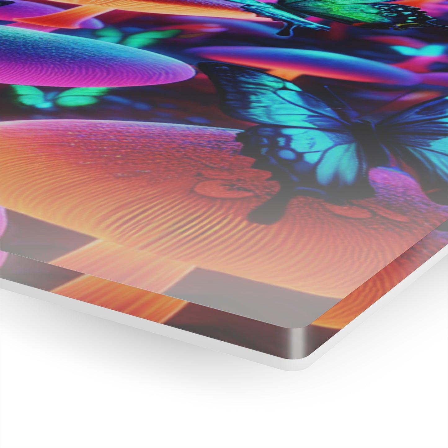 "Neon Fantasia" Butterflies & Mushrooms 1/4" Glossy Acrylic Art