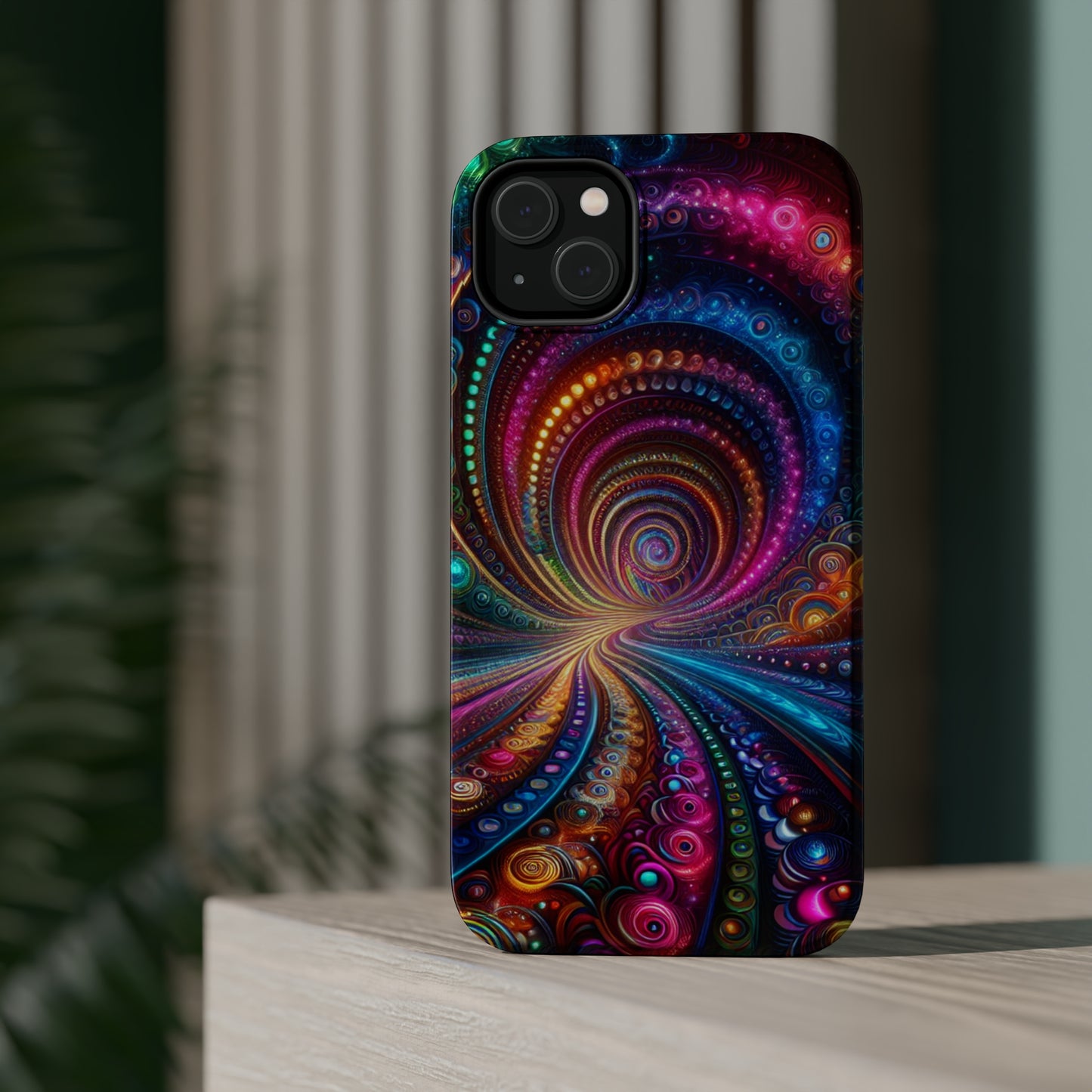 Neon Eternal Infinity Oasis. Neon Trippy Infinity Patterns Premium Art Magsafe Magnet Tough IPhone 13 14 15 Pro Plus Max and Mini in Matte and Glossy Phone cases