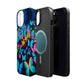 "Scintillating Swirls of Neon Butterflies" Neon Butterflies Premium Art Magsafe Magnet Tough IPhone 13 14 15 Pro Plus Max and Mini in Matte and Glossy Phone cases