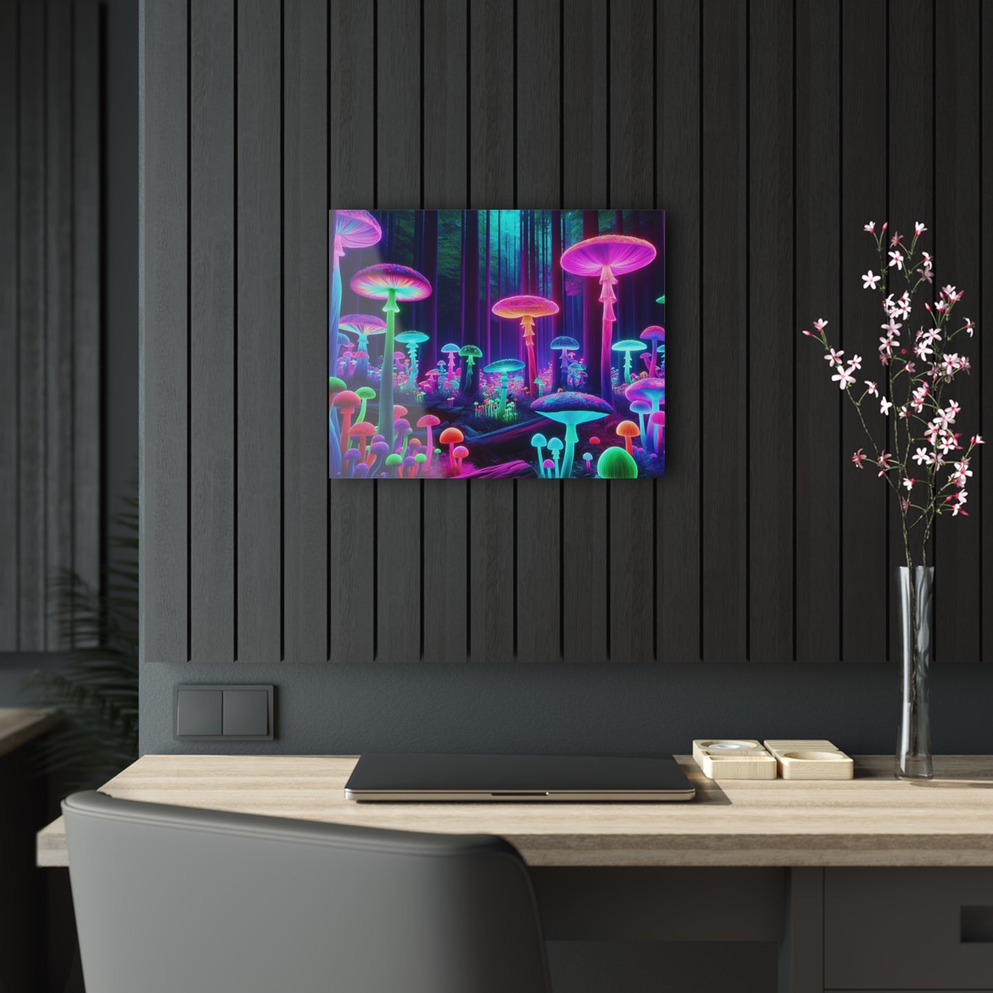 Neon Fungal Fantasy. Mushrooms 1/4" Glossy Acrylic Art