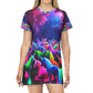 Neon Unicorn Spectacle Neon Unicorns Womans T Shirt Dress