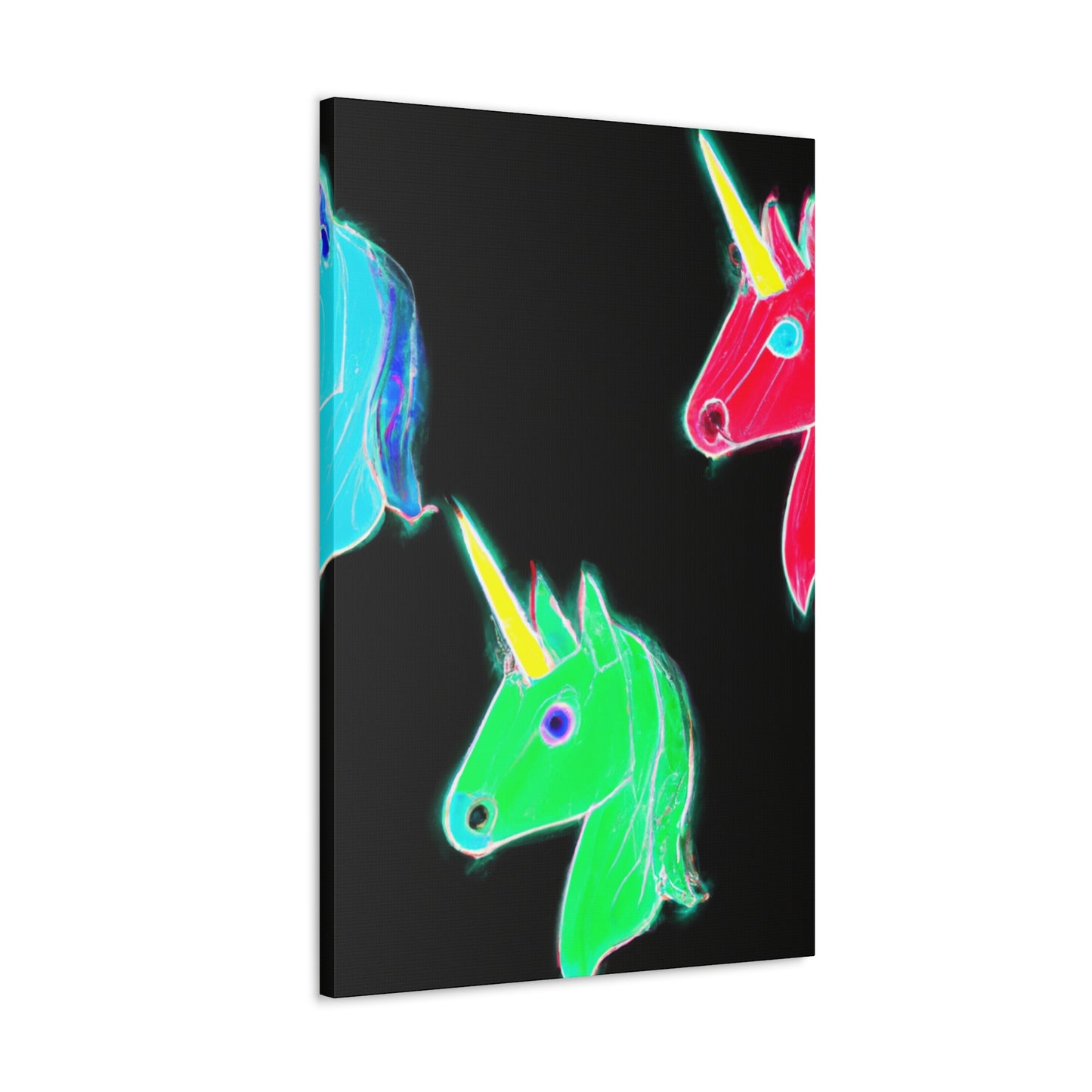 "Neon Rainbow Unicorn Cluster" NEON Unicorns Art Canvas