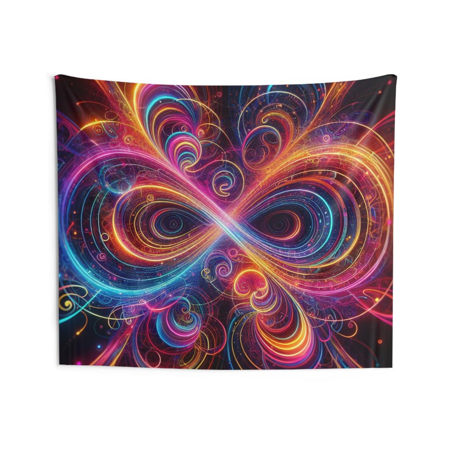 Vibrant Trippy Neon Infinty Splatter Infinity Patterns Art Tapestry