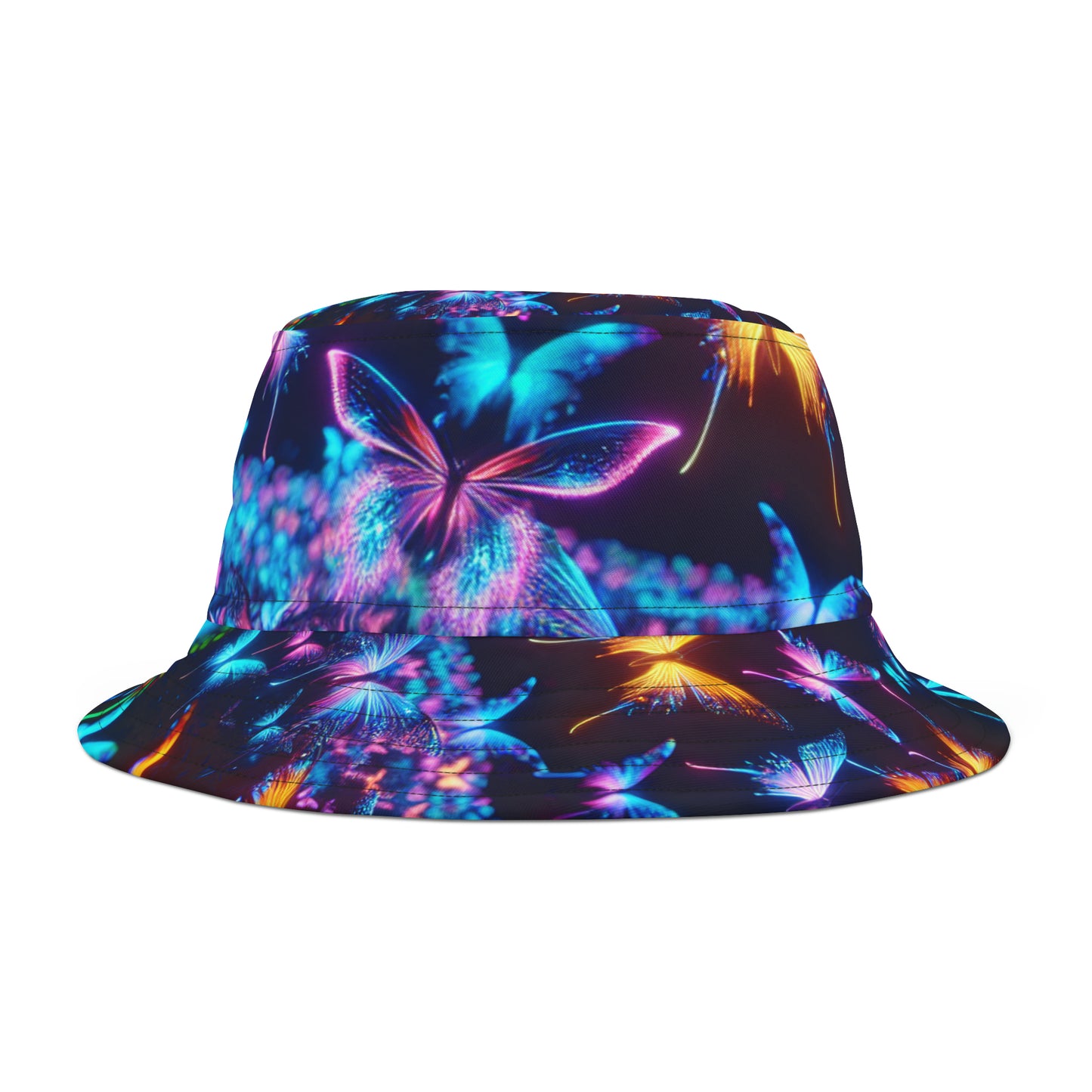 "Illuminated Flutter" Neon Butterflies Bucket Hat