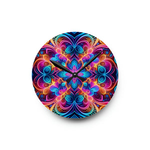 "Vibrant Neon Infinity" Infinity Patterns Art Acrylic Clock